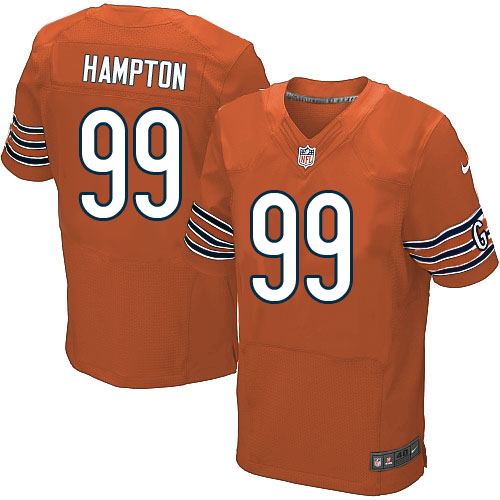 Men's Elite Dan Hampton Nike Jersey Orange Alternate - #99 NFL Chicago Bears
